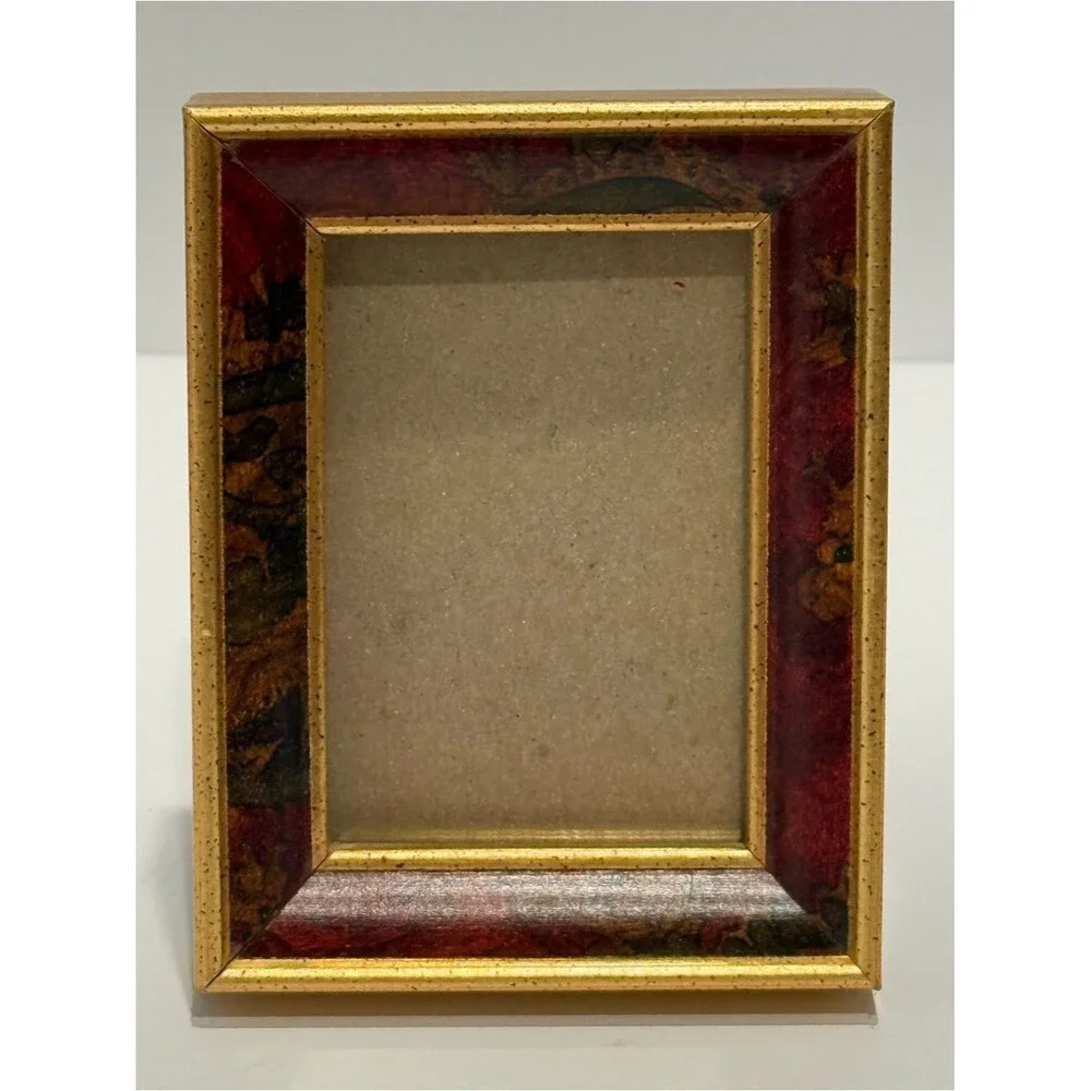 Miniature Gold Burgandy Picture Photo Frame 2x3
